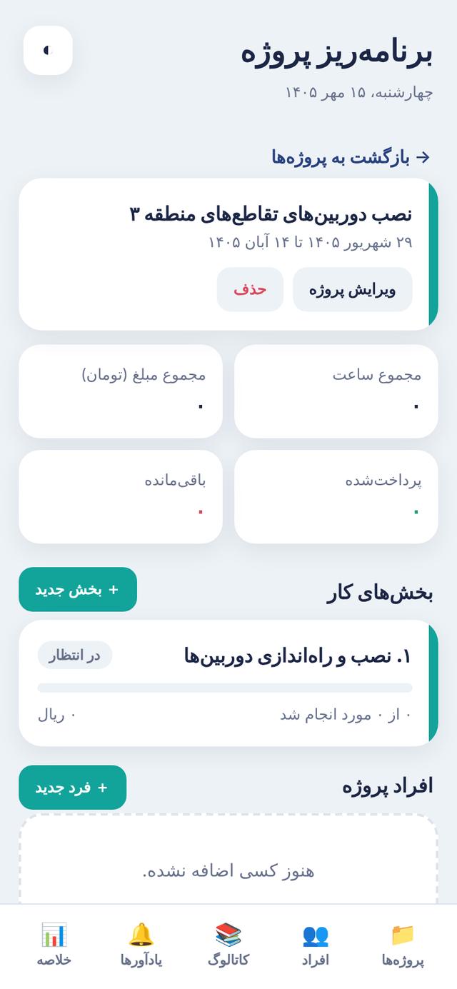 تقسیم پروژه به بخشهای کاری