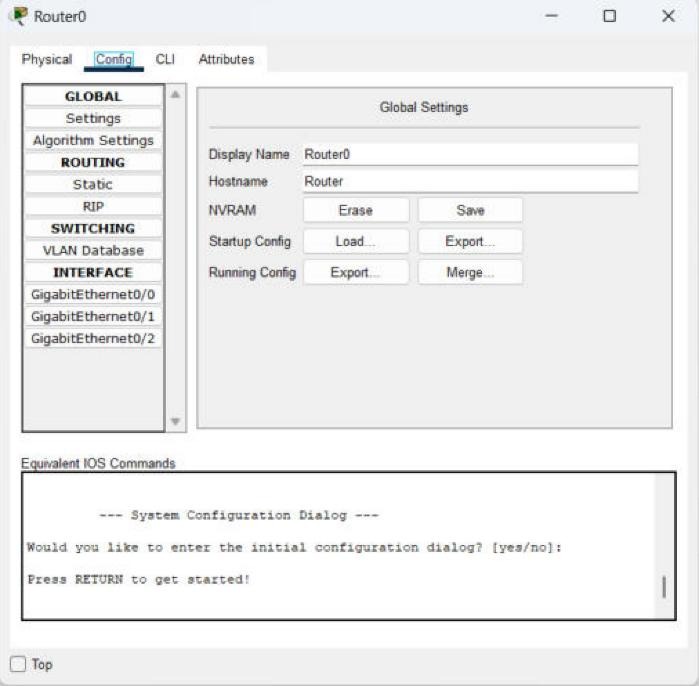 زبانه‌ی Config روتر